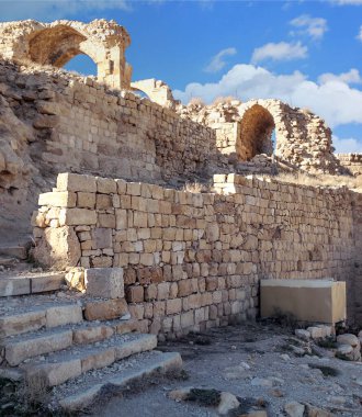 Jordan Shobak çöl içinde antik kale kalıntıları
