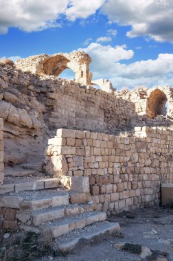 Jordan Shobak çöl içinde antik kale kalıntıları