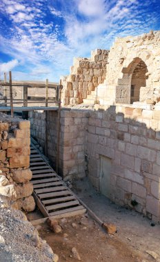 Jordan Shobak çöl içinde antik kale kalıntıları
