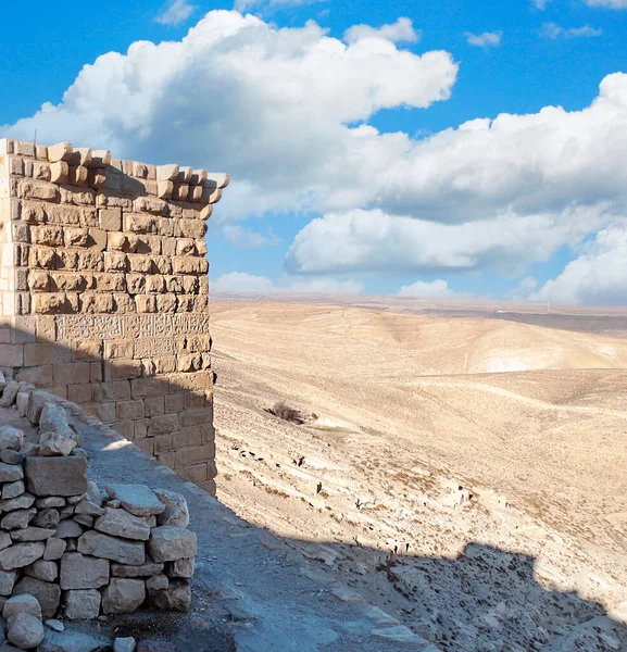 Ruiny Starego Zamku Pustyni Shobak Jordanii — Zdjęcie stockowe