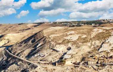 Güneşli bir günde Ürdün 'de Shobak Çölü