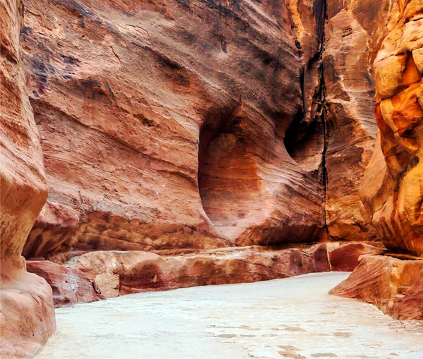 Ruinerna Den Antika Staden Petra Jordanien Solig Dag Petra Viktig — Stockfoto