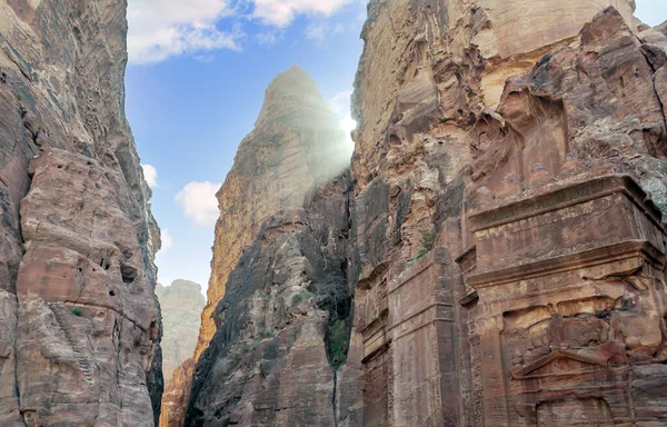 Ruínas Antiga Cidade Petra Jordânia Dia Ensolarado Petra Importante Sítio — Fotografia de Stock