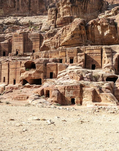 Ruinerna Den Antika Staden Petra Jordanien Solig Dag Petra Viktig — Stockfoto