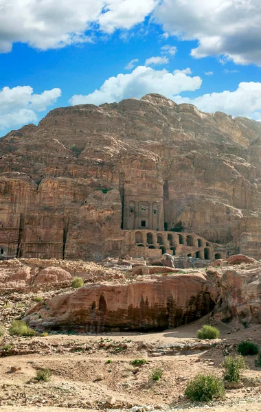 Ruins Ancient City Petra Jordan Sunny Day Petra Important Archaeological — Stock Photo, Image