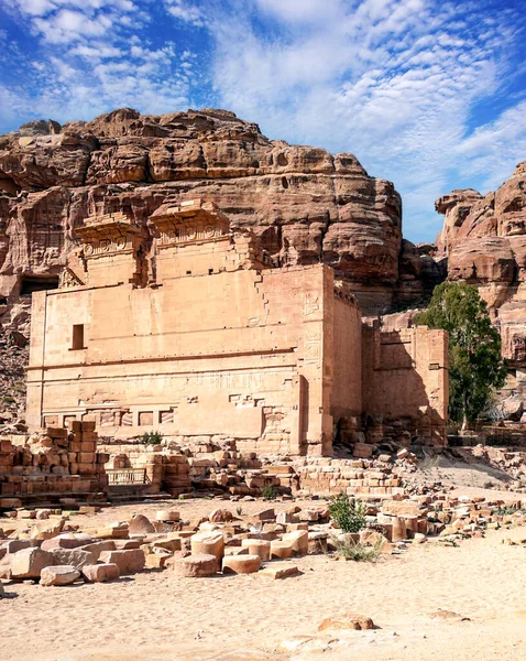 Ruines Ancienne Ville Petra Jordanie Par Une Journée Ensoleillée Petra — Photo