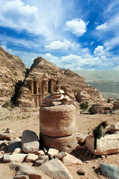 Ruinerna Den Antika Staden Petra Jordanien Solig Dag Petra Viktig — Stockfoto