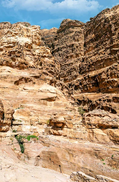 Ruïnes Van Oude Stad Petra Jordanië Een Zonnige Dag Petra — Stockfoto