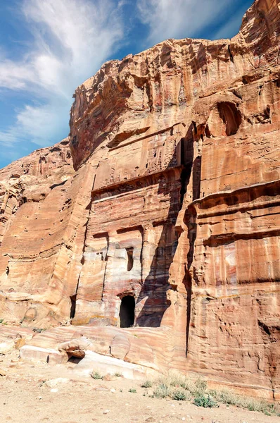 Ruinerna Den Antika Staden Petra Jordanien Solig Dag Petra Viktig — Stockfoto