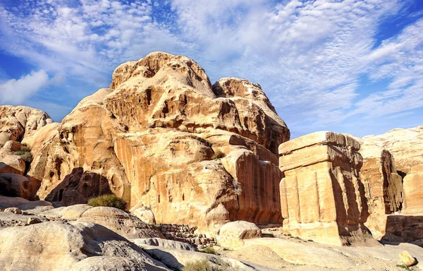 Руїни Стародавнього Міста Петра Йорданії Сонячний День Петра Важливе Археологічне — стокове фото