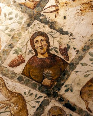 Ürdün 'deki bir duvardaki antik resimlerin dokusu.