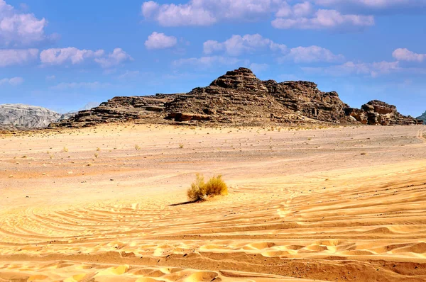 Wüste Wadi Rum Jordanien Bei Dramatischem Himmel — Stockfoto
