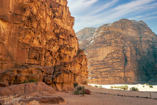 Poušť Wadi Rum Jordánsku Dramatickou Oblohou — Stock fotografie