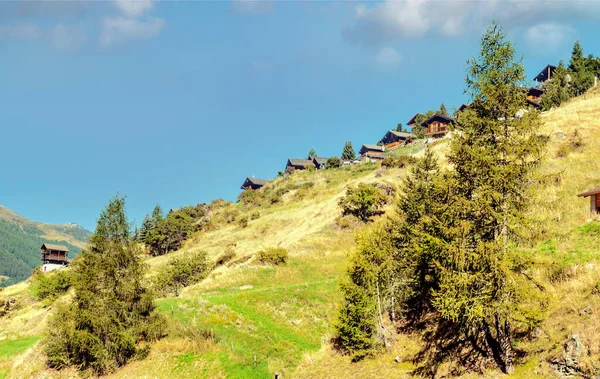 Montanhas Dos Alpes Suíços Vale Saint Luc Dia Ensolarado — Fotografia de Stock