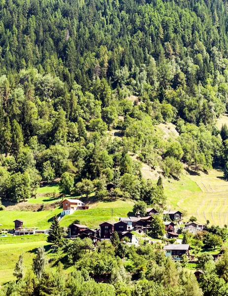 Houten Huizen Zwitserse Alpen Het Dal Van Saint Luc Een — Stockfoto