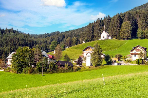 Village Gosau Its Wooden Houses Alps Austria Cloudy Day Royalty Free Stock Images