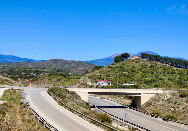Autostrada Górach Prowincji Malaga Wiosną — Zdjęcie stockowe