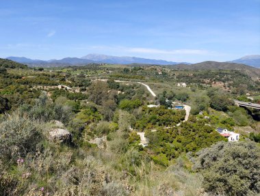 Dağlar Malaga 'nın tepesinde ağaçlarla yükseldi