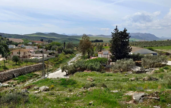 Rural Village Mountains Malaga Springtime — стокове фото