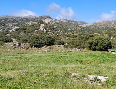 İspanya 'nın güneyindeki Malaga eyaletindeki dağlar güneşli bir günde
