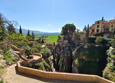 Houses in Ronda in the south of Spain in a sunny day. It a town in the top of the mountains