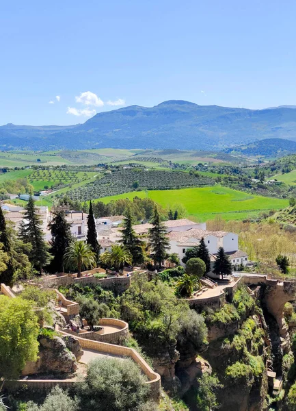 Houses in Ronda in the south of Spain in a sunny day. It a town in the top of the mountains