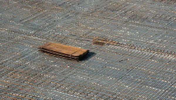 Vloer Van Een Bouwplaats Die Voorbereid Voor Cementvloeren Met Een — Stockfoto