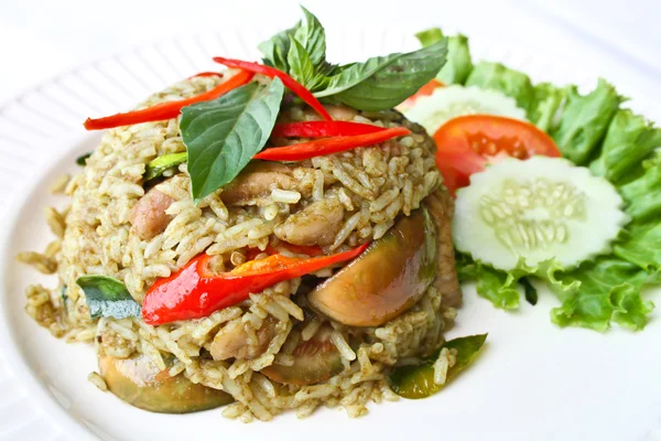 Smażony ryż z zielonym curry Tajlandii żywności — Zdjęcie stockowe