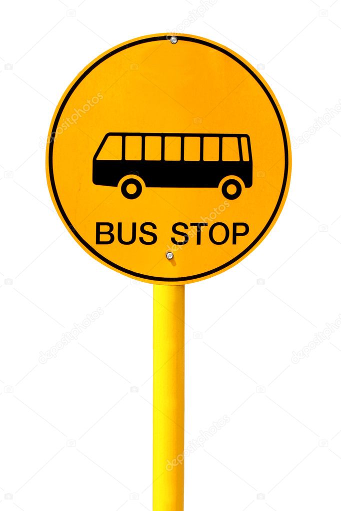 Bus stop sign on white background