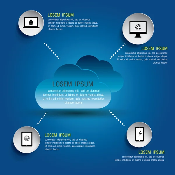 Concepto de computación en nube, ilustración vectorial — Archivo Imágenes Vectoriales