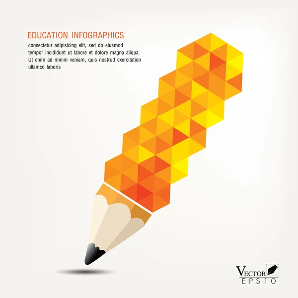 Matita concetto vettoriale infografica per l'educazione con triangolo d — Vettoriale Stock