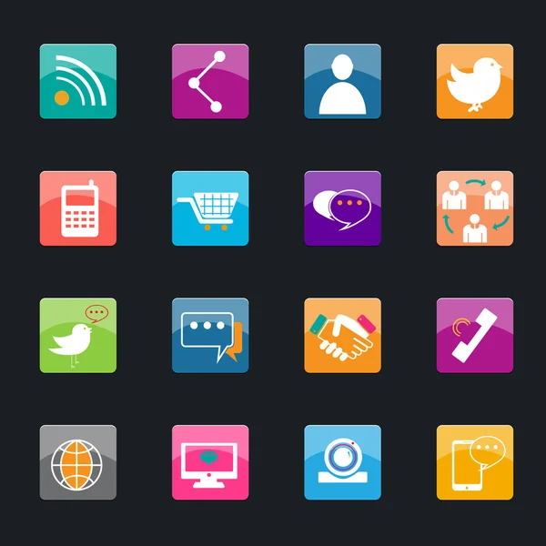 Botones de redes sociales vector iconos — Vector de stock