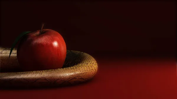 Manzana y serpiente Imagen de stock