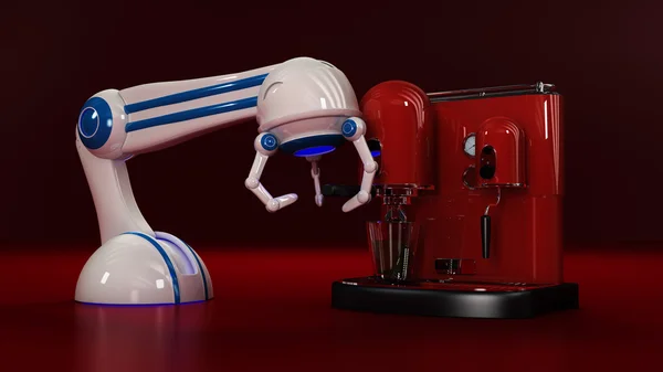 Coffee machine with robot — Stock Photo, Image