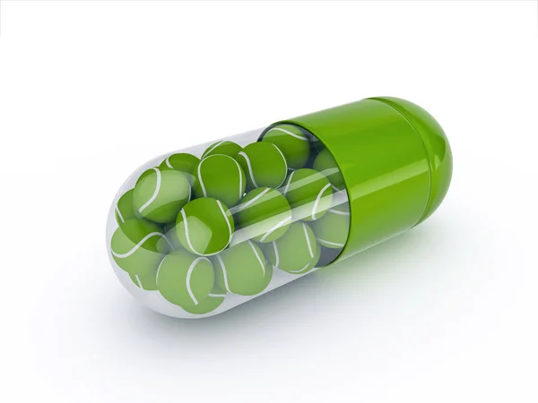 Capsule with tennis balls — Stock Photo, Image