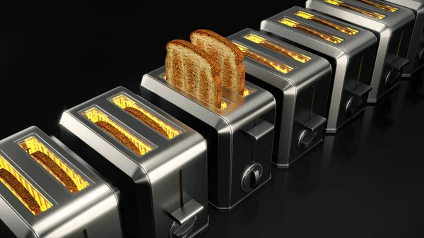 Tostapane con fette di pane — Foto Stock