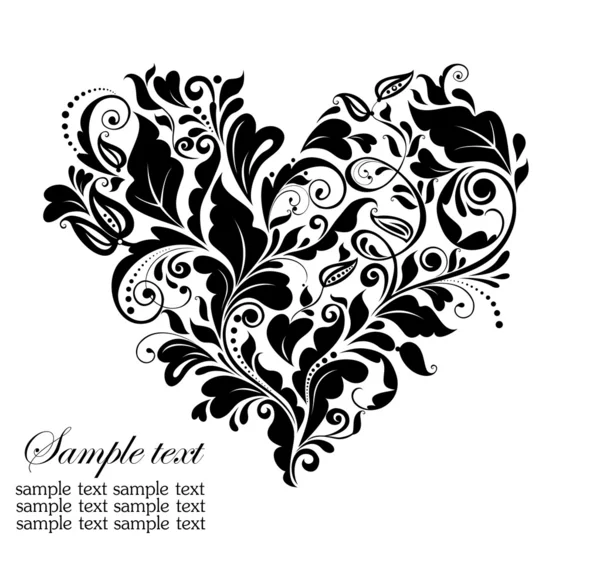 Floral siyah kalp