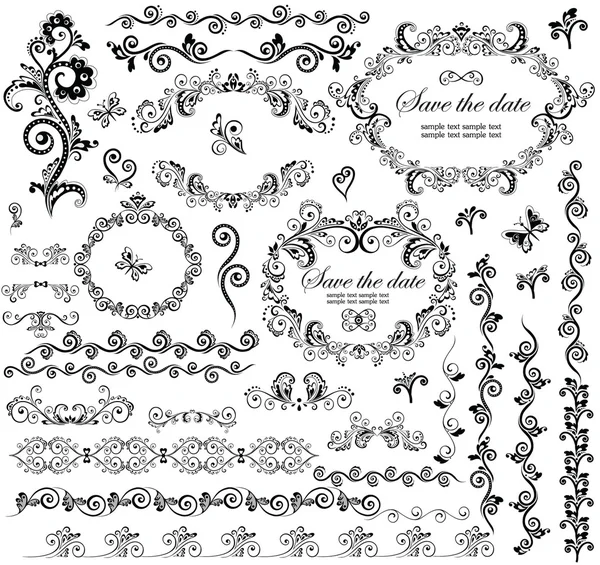 Cornici da sposa decorative — Vettoriale Stock