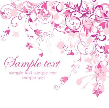 Vintage çiçek pembe kart