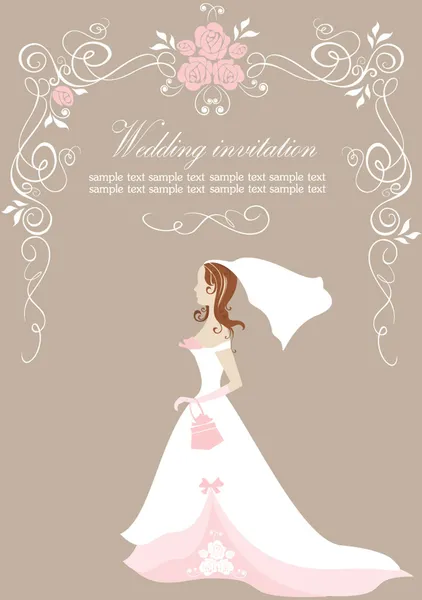 Invitation de mariage avec mariée — Image vectorielle
