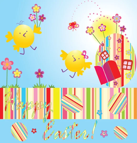 Easter card with chicken — Stock Vector