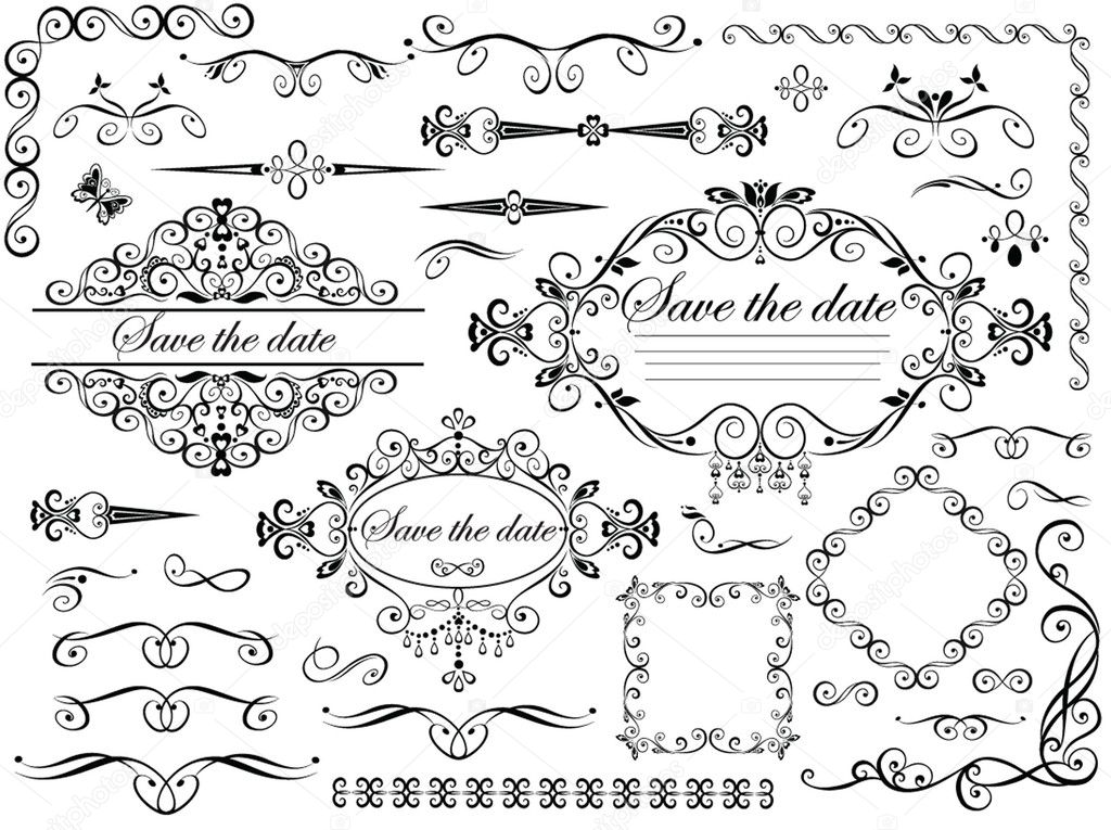 Download Vintage wedding design elements — Stock Vector ...