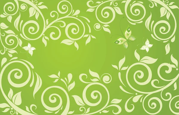 Spring green floral card — Stock Vector