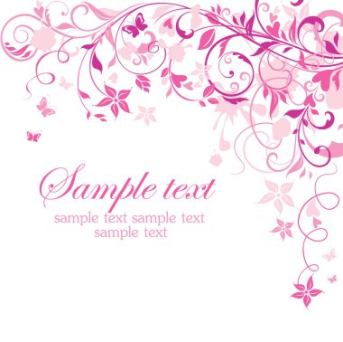 pembe çiçekli retro kartı