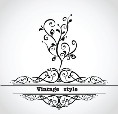 Dekoratif bir ağaç Vintage kartı