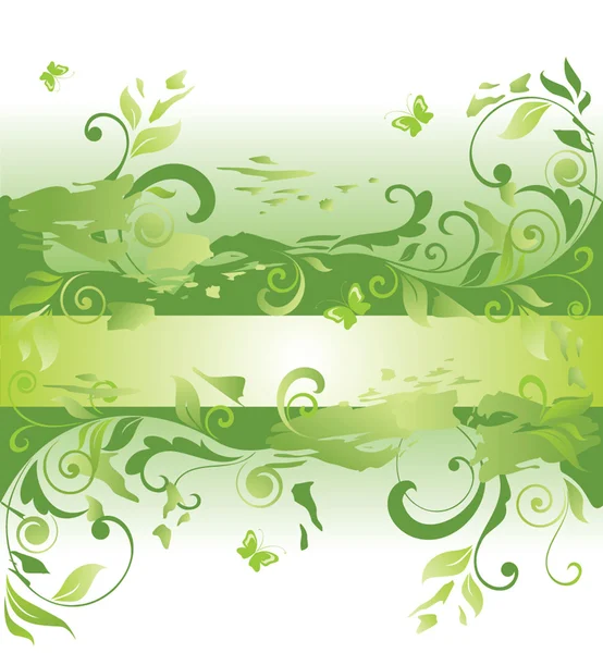 Green floral banner — Stock Vector