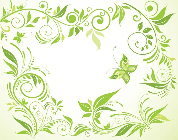 Yeşil çiçekli kart — Stok Vektör