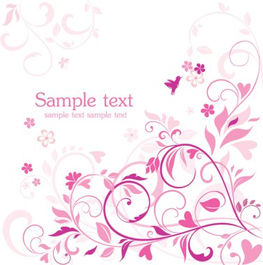 güzel çiçek pembe kart