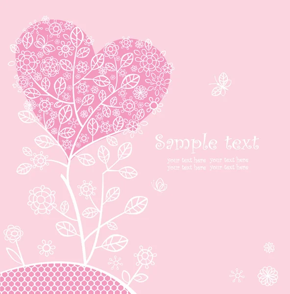 Mooie roze lacy kaart — Stockvector