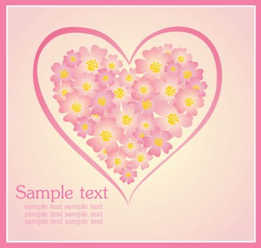 çiçek kalp şeklinde güzel tebrik kartı